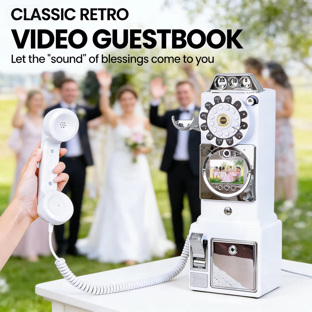Vintage Video Guest Book Phone for Weddings | Audio & Video Message Booth | Retro Wedding Guestbook