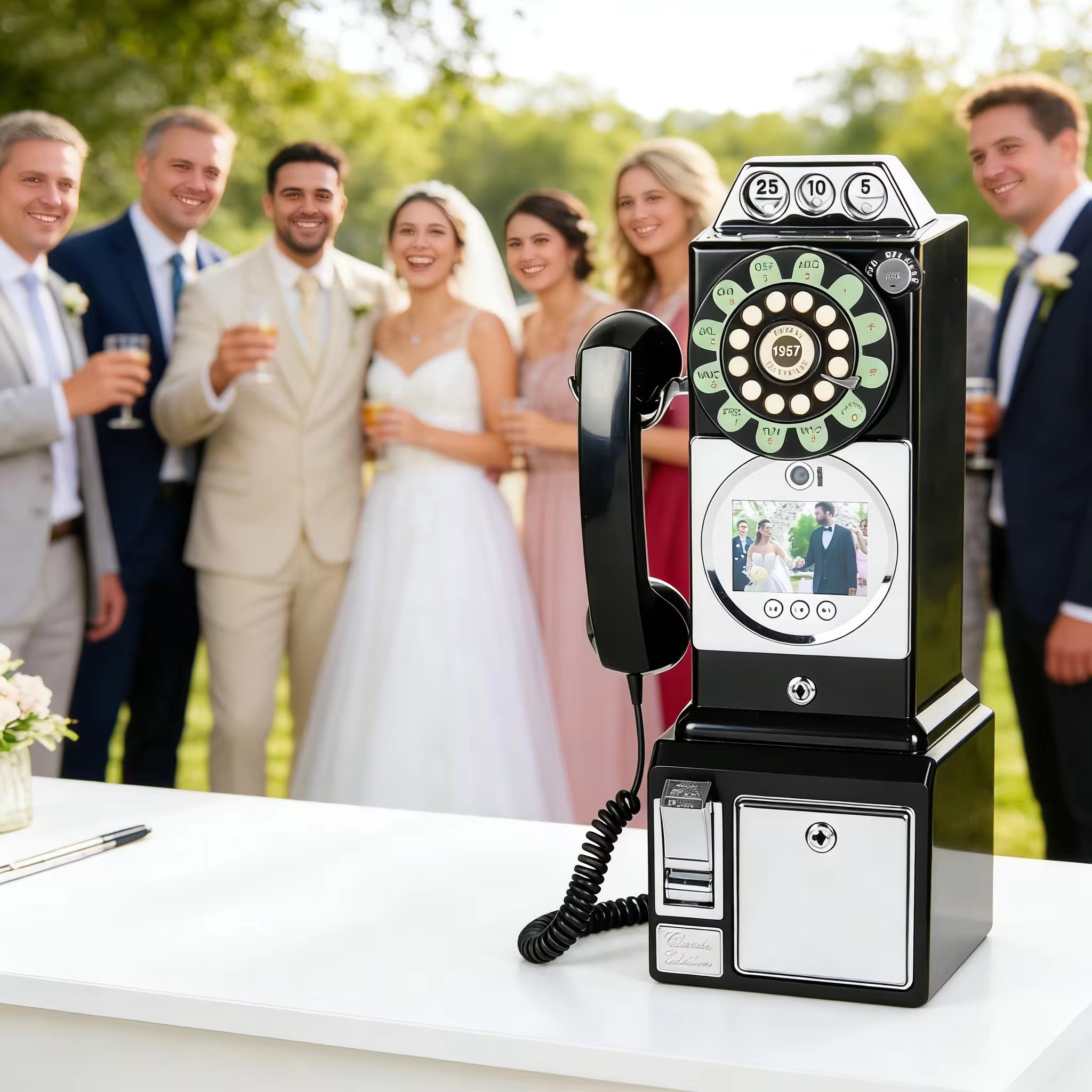 Vintage Video Guest Book Phone for Weddings | Audio & Video Message Booth | Retro Wedding Guestbook