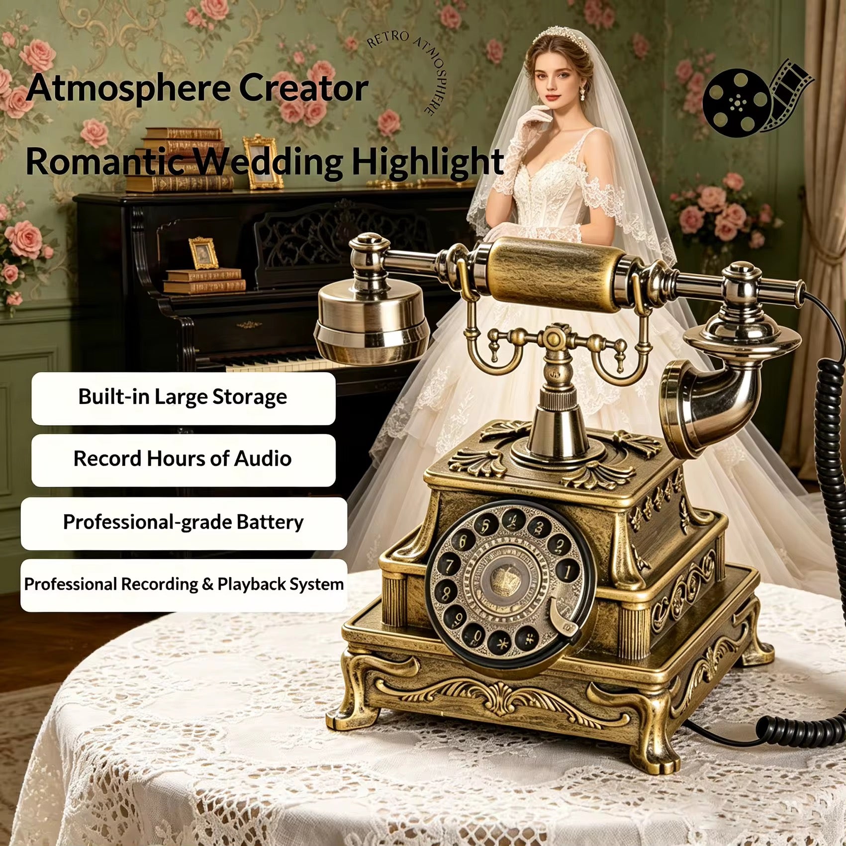 Vintage Wedding Audio Guest Book Phone